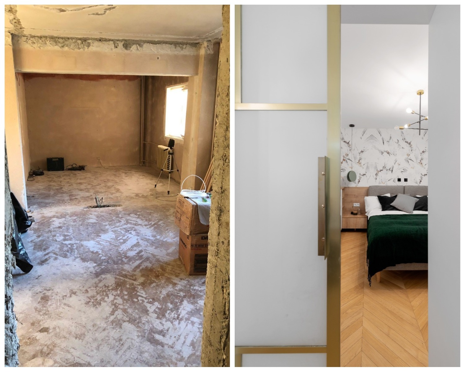 Dormitor-living before and after