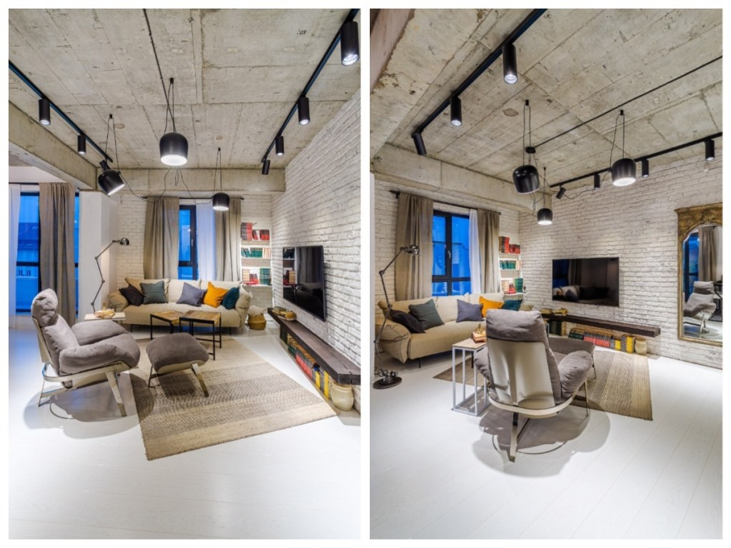 Living open space în stil industrial arh Cristina Golban Delta Studio Design