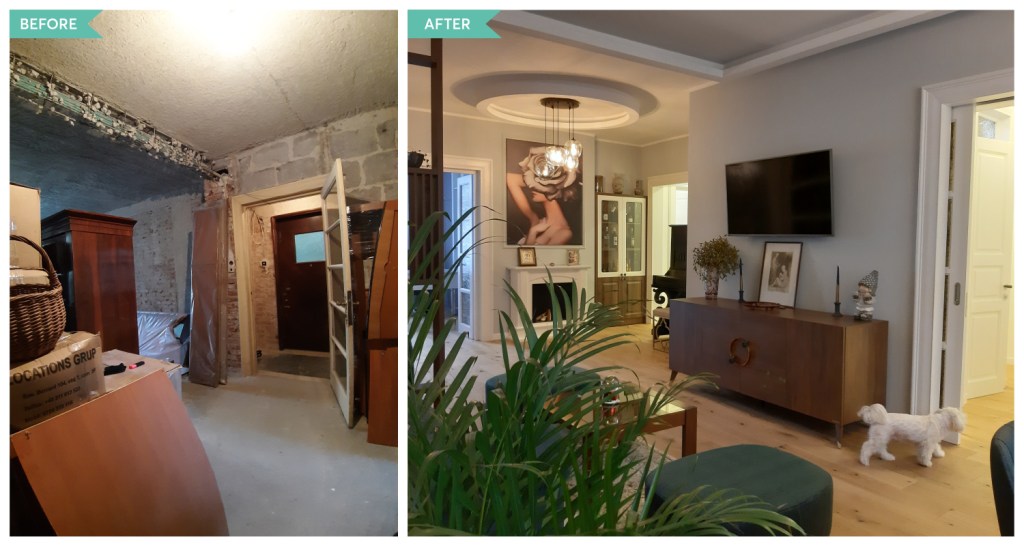 Before and after în living-lobby