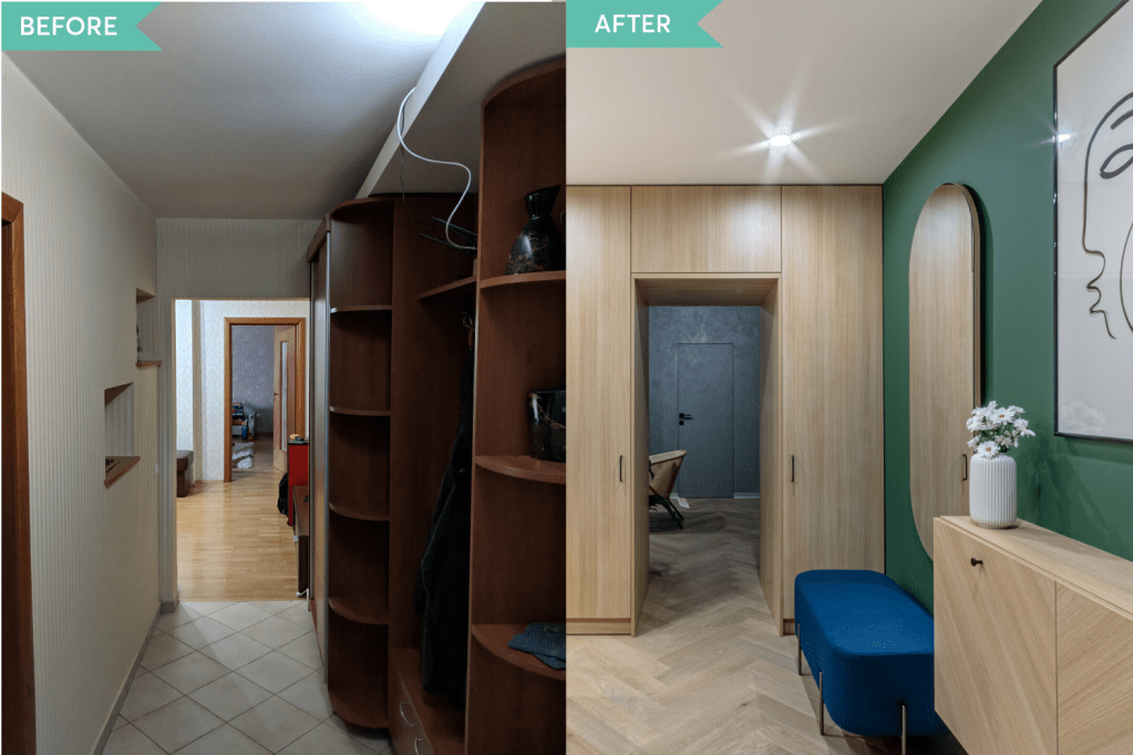 Before and after - amenajare hol si living in stil contemporan - Craftr