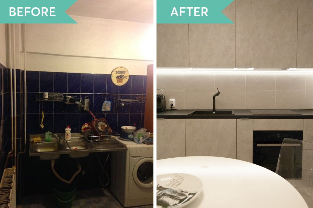 before and after din bucatarie