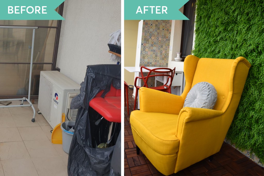 amenajare balcon ikea inainte dupa