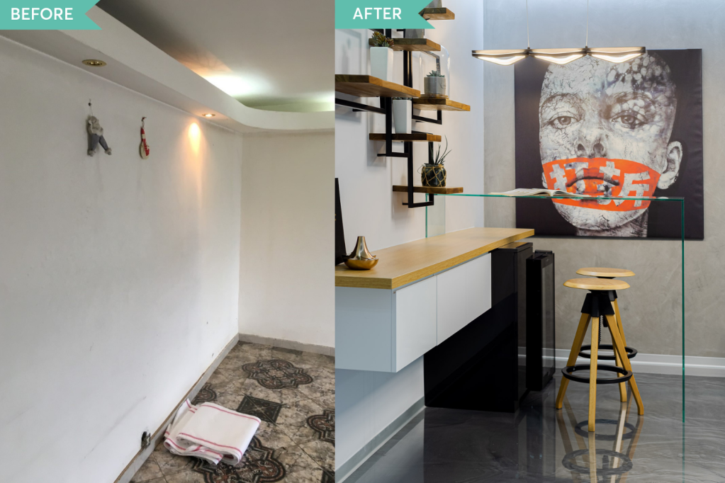 Renovare apartament Vitan arh. Alexandru Bucur Interiology - living pardoseala epoxidica gri