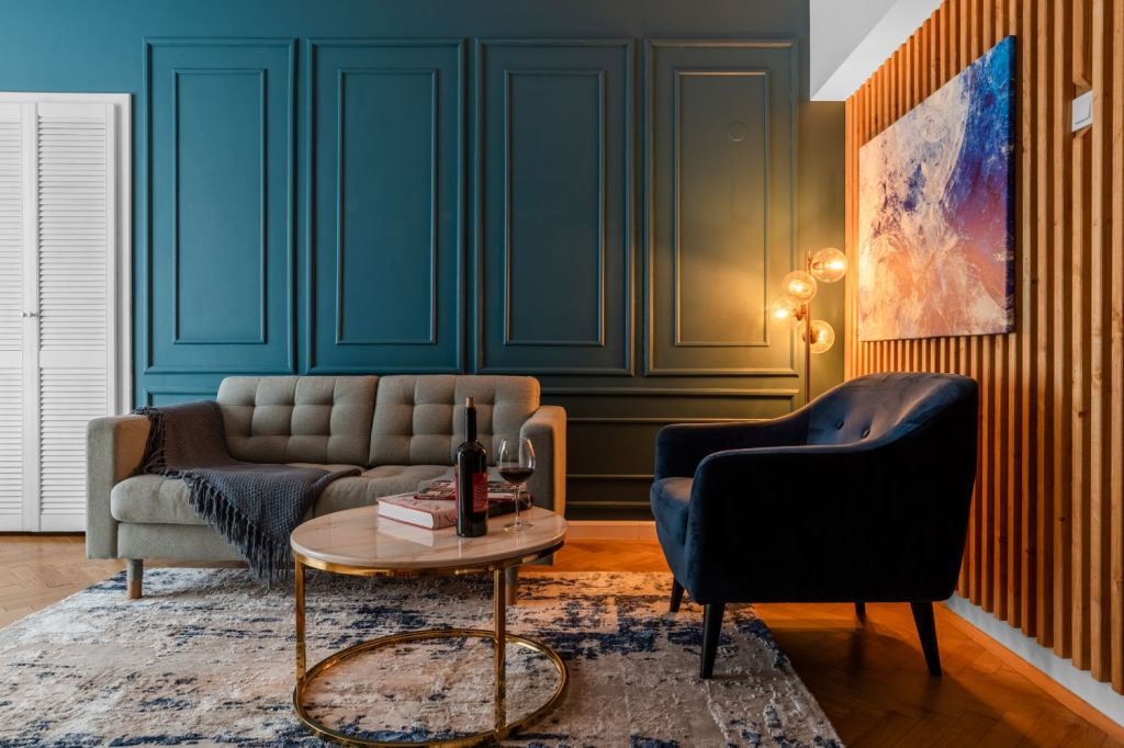 living albastru apartament piata romana