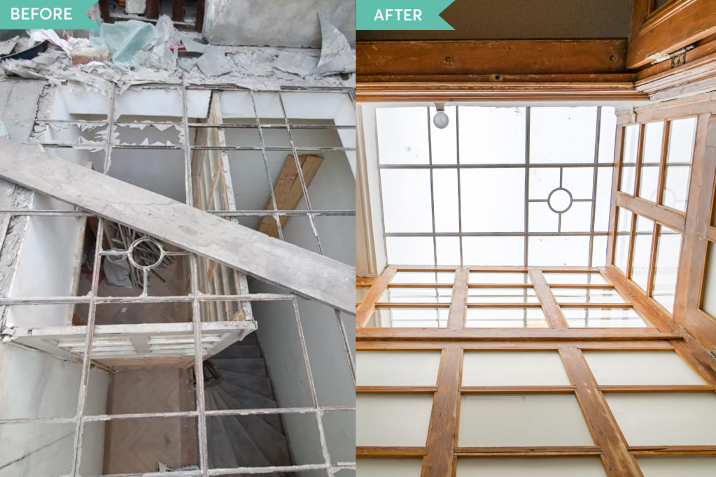 Renovare apartament vechi Amzei Bucuresti - Kanso Design arh. Andra Bica - luminatorul inainte si dupa