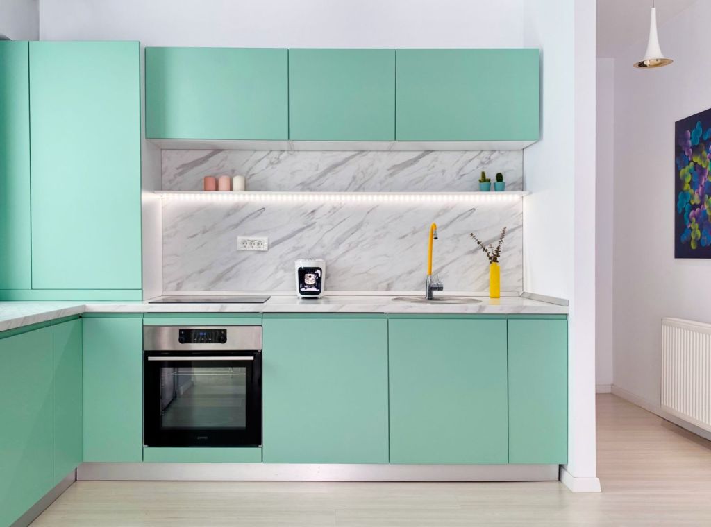 bucatarie verde pastelat bubble house