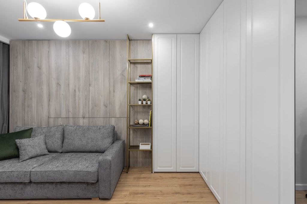 Camera oaspeti canapea gri - design interior Pure Mess Design (2)
