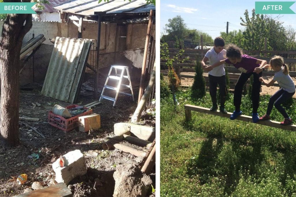 Mirela și Alex au renovat singuri 1300 de metri pătrați de curte
