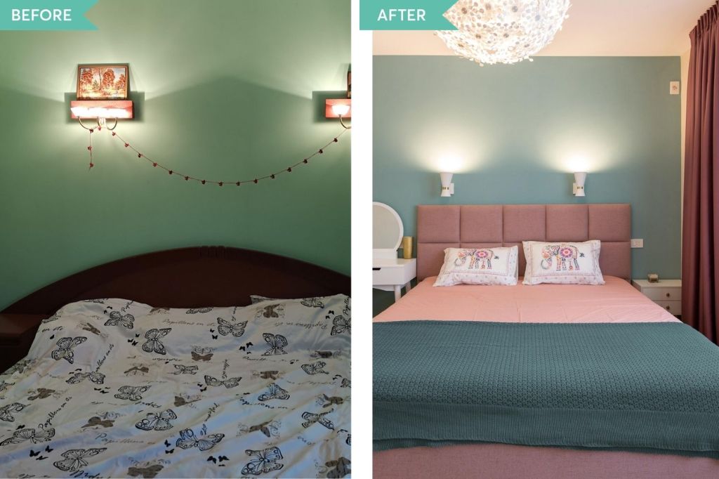 before and after dormitor apartament