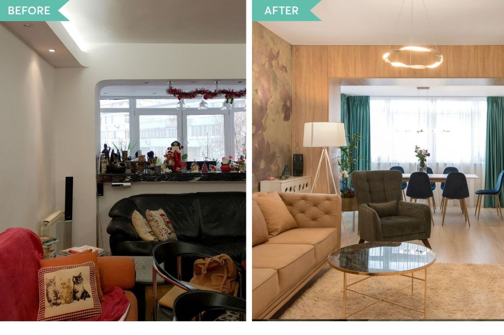 before and after living apartament