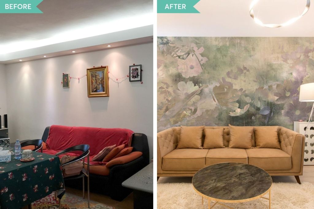 before and after living apartament