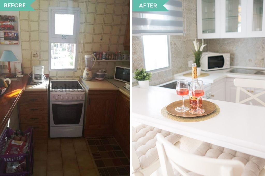 before and after bucatarie 2 shabby chic
