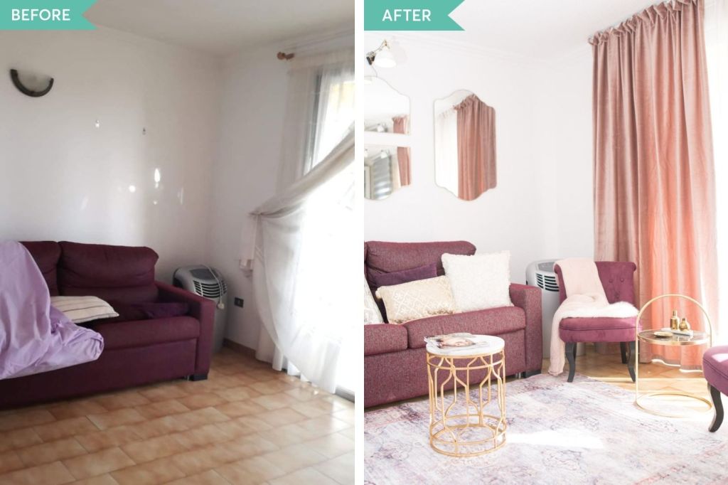 before and after living shabby chic