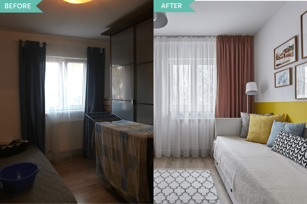 Before and after - renovare birou vila Pipera - arh. Cristina Micu
