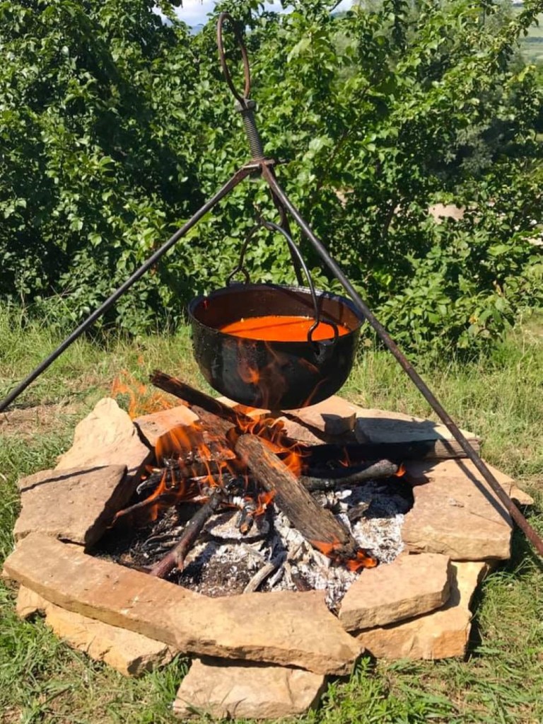 În curtea căsuței pline de flori, cei doi iubiți gătesc mereu și se bucură de liniște