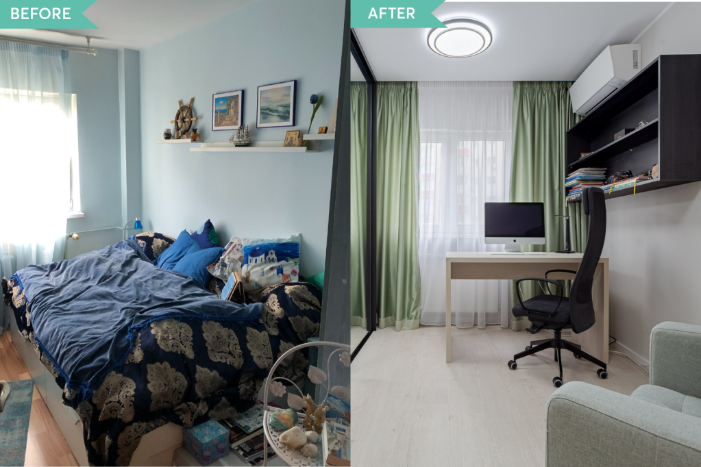 Renovare birou apartament Bucuresti - before and after - Cristiana Zgripcea
