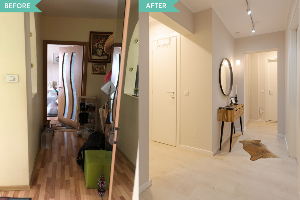 Renovare hol apartament Bucuresti - before and after - Cristiana Zgripcea