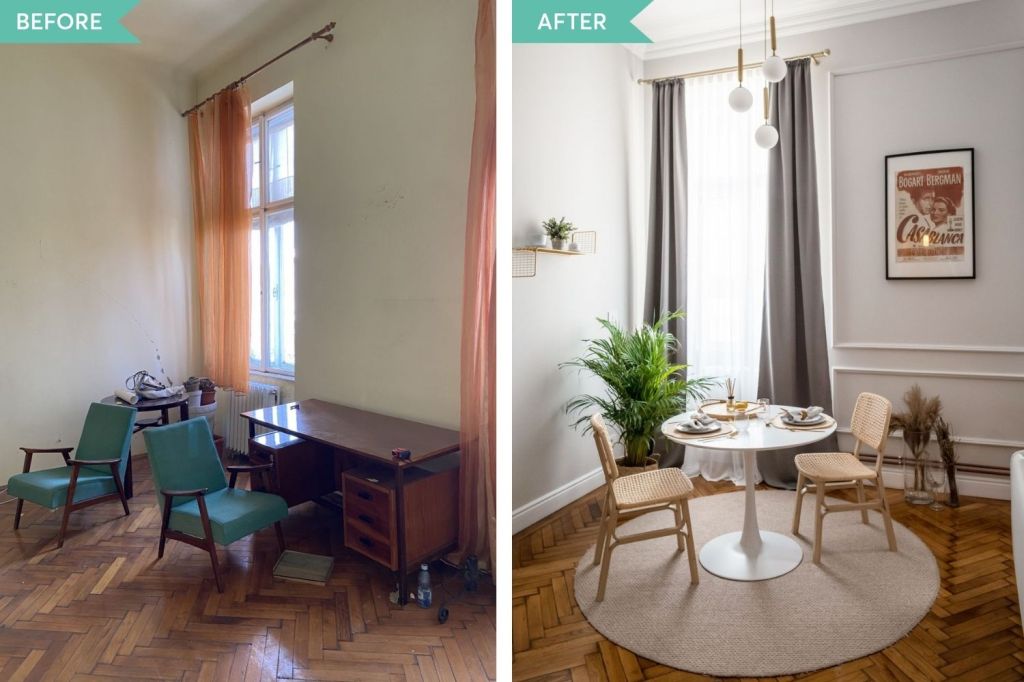 before after dining apartament arad casa antebelica