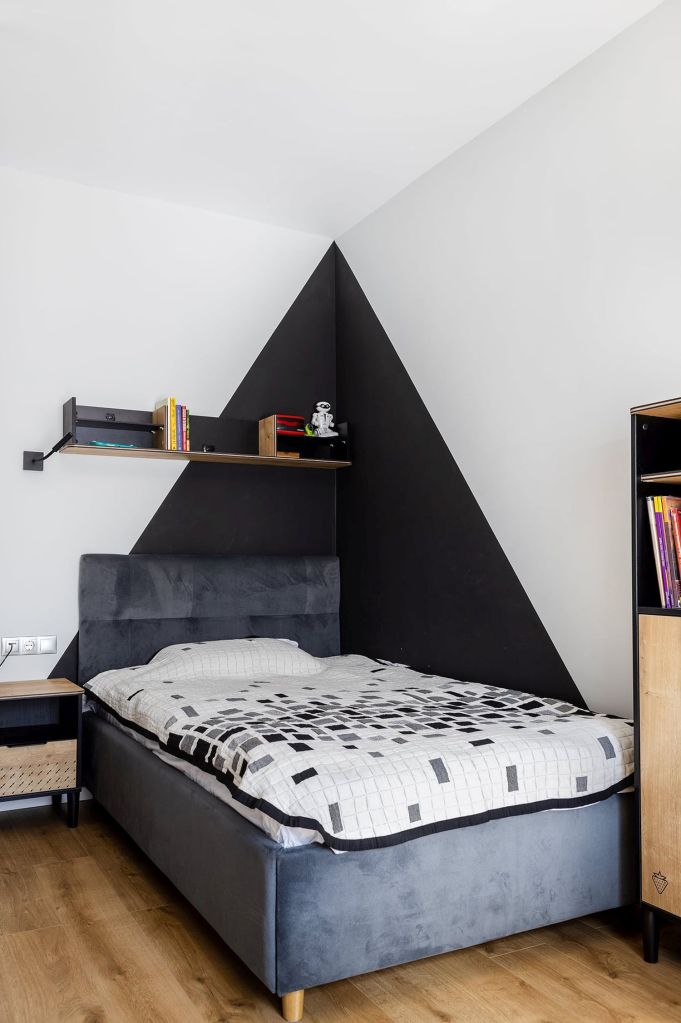perete de accent negru dormitor studio a