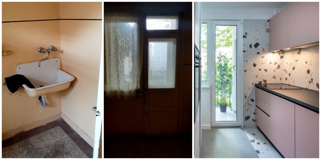 Before and after - renovare apartament Bucuresti arh. Andrada Toader Pasti - bucatarie cover