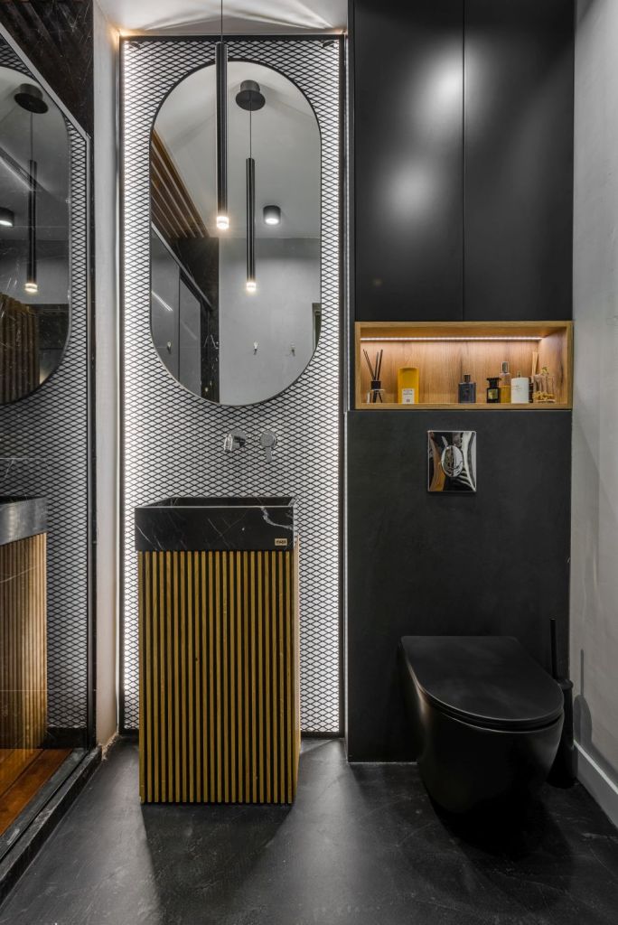 amenajare baie neagra lavoar freestanding isra