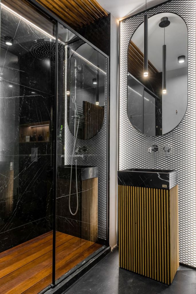 amenajare baie zona dus walk in