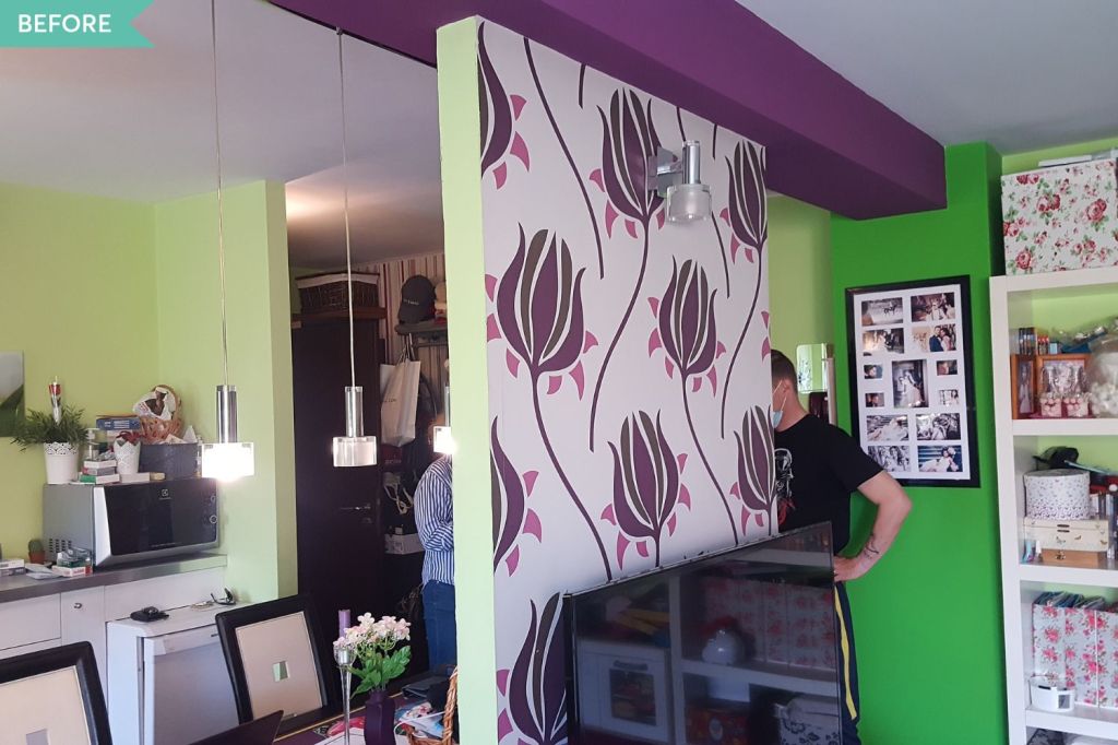 before apartament nerenovat perete rigips