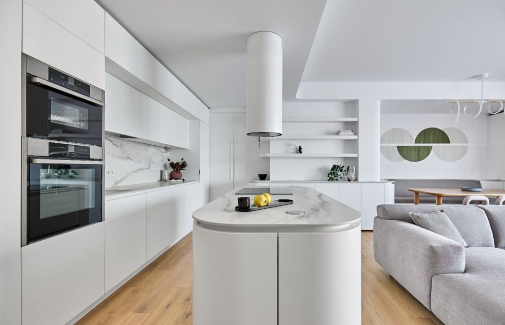 Amenajare open space alb apartament modern Pipera - arh. Andra Bica - Kanso Design (2)