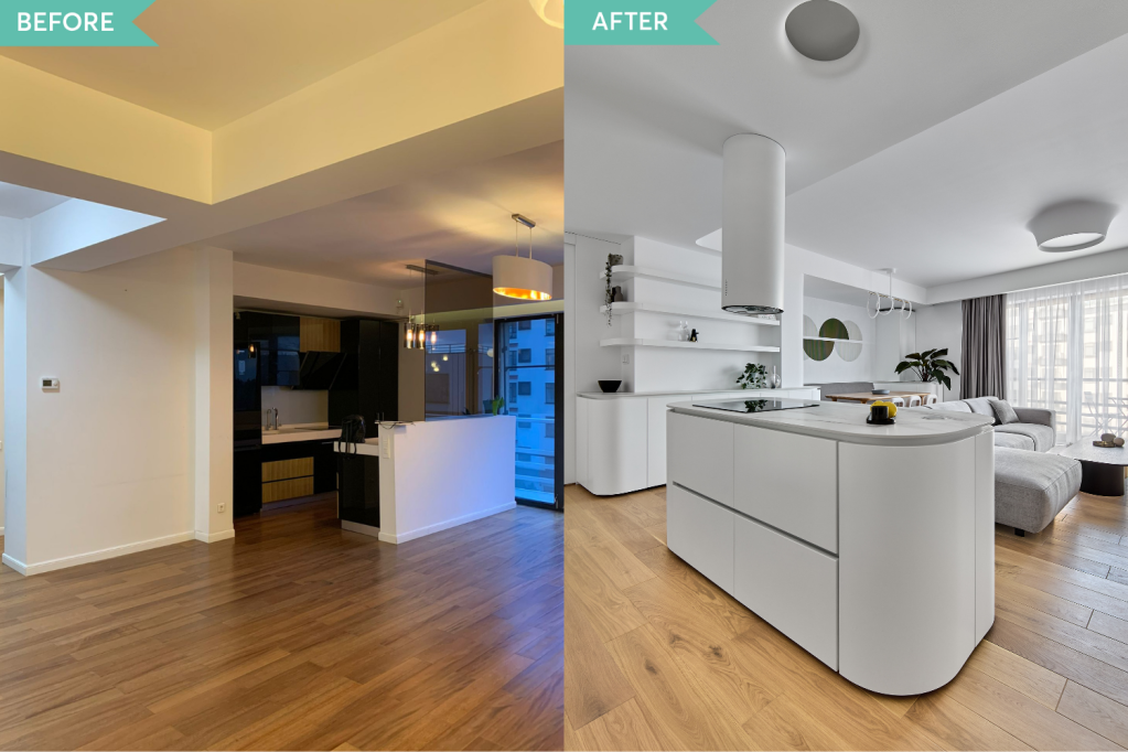 Renovare apartament Pipera - bucatarie dupa amenajare - arh. Andra Bica Kanso Design (1)