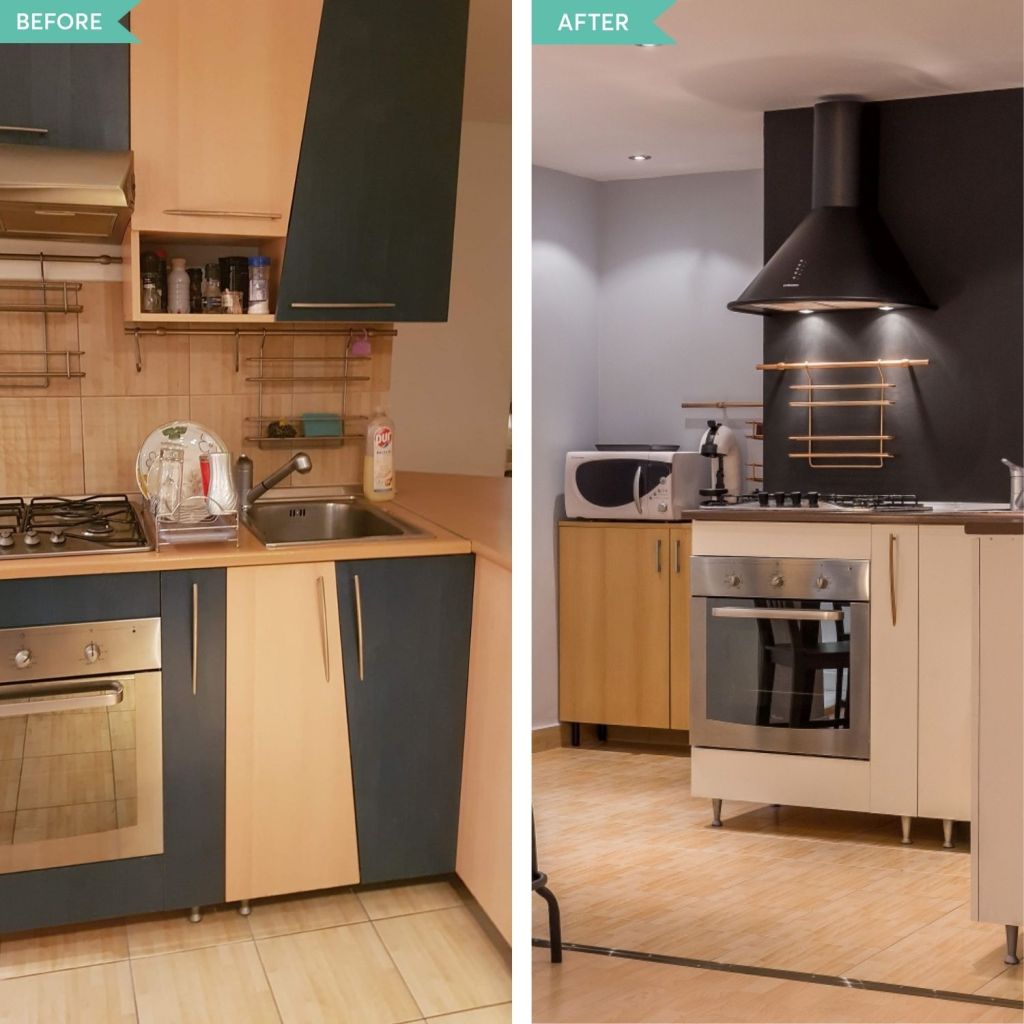 before and after renovare bucatarie moderna