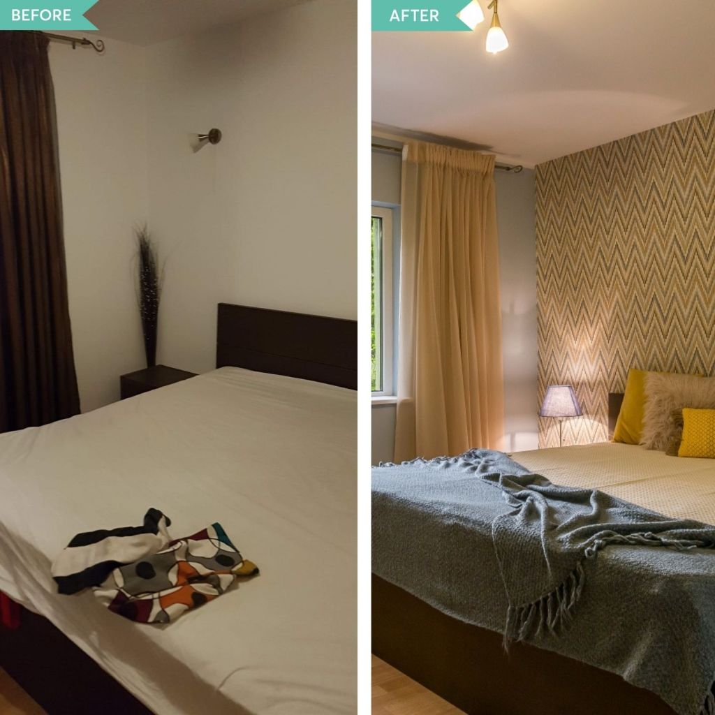before and after renovare dormitor apartament