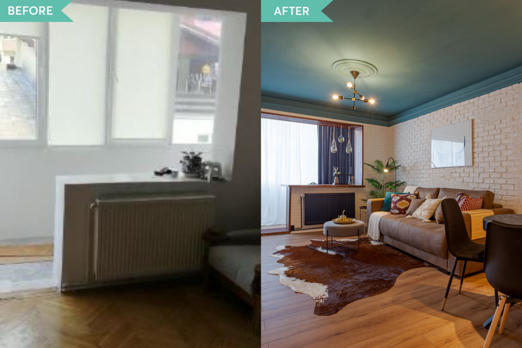 Airbnb la munte - Sinaia amenajare iDecorate - living cu semineu (5)