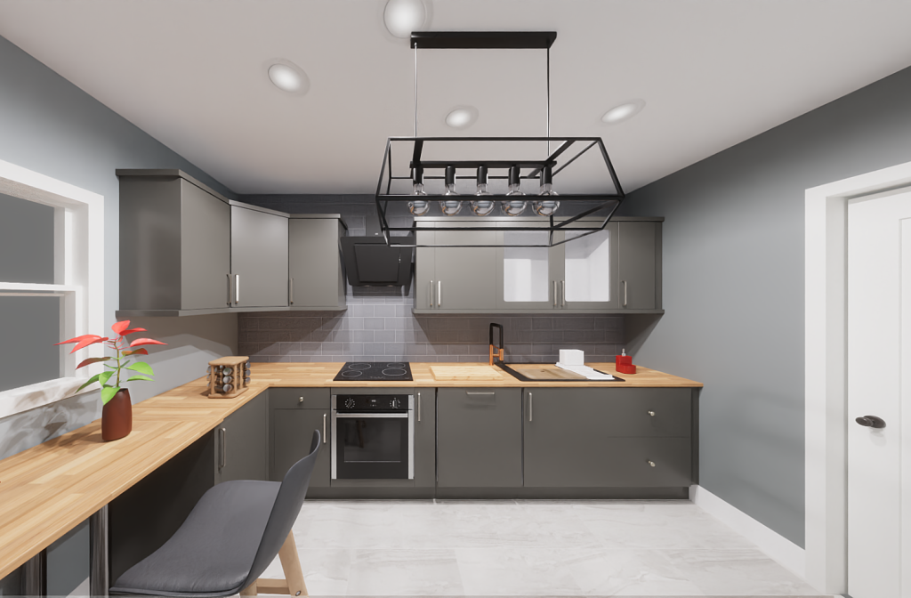 configurare bucatarie gri