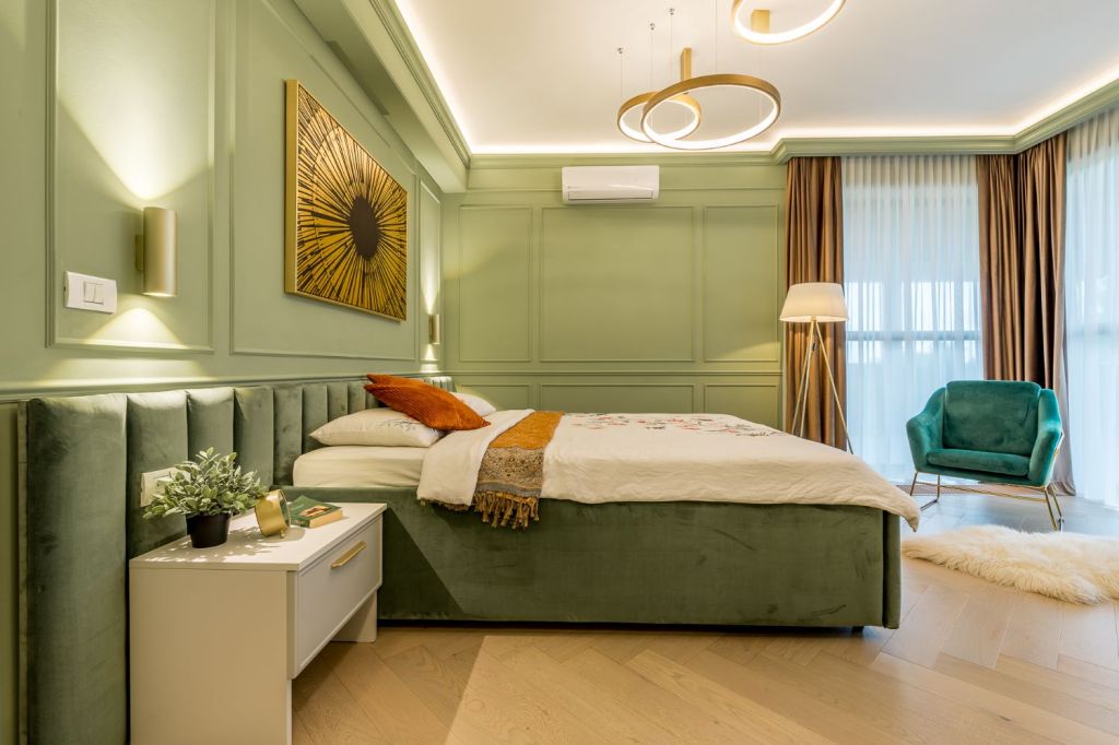 Dormitor elegant verde - casa Bihor - amenajare luxury Launtric Design - ADAS and More (2)