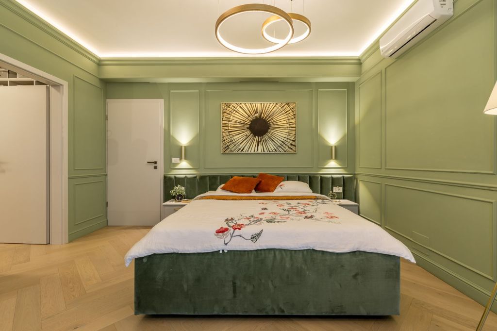 Dormitor elegant verde - casa Bihor - amenajare luxury Launtric Design - ADAS and More (3)