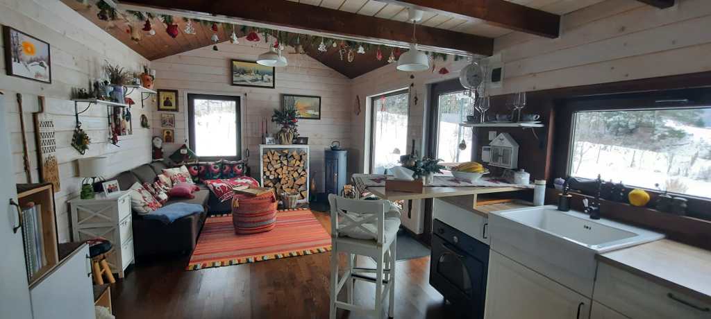 Proprietarul s-a ocupat de curte și design-ul interior al casei