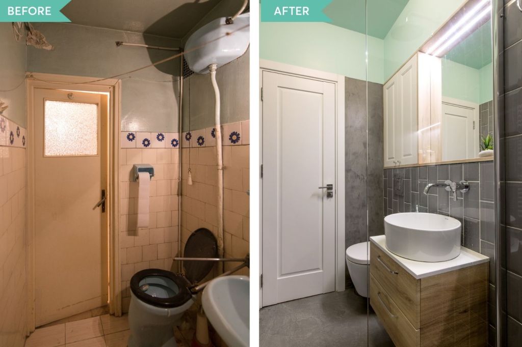 before after amenajare baie toaleta
