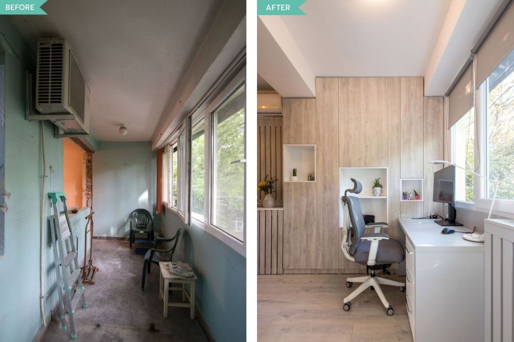 before after logie birou living