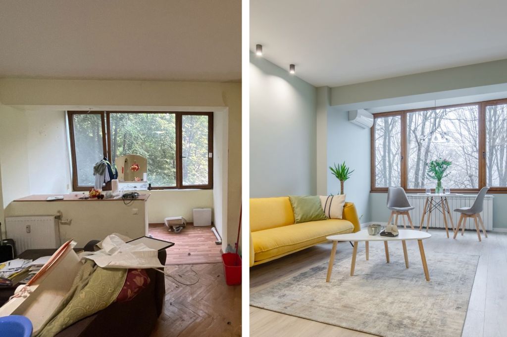 amenajare before and after living