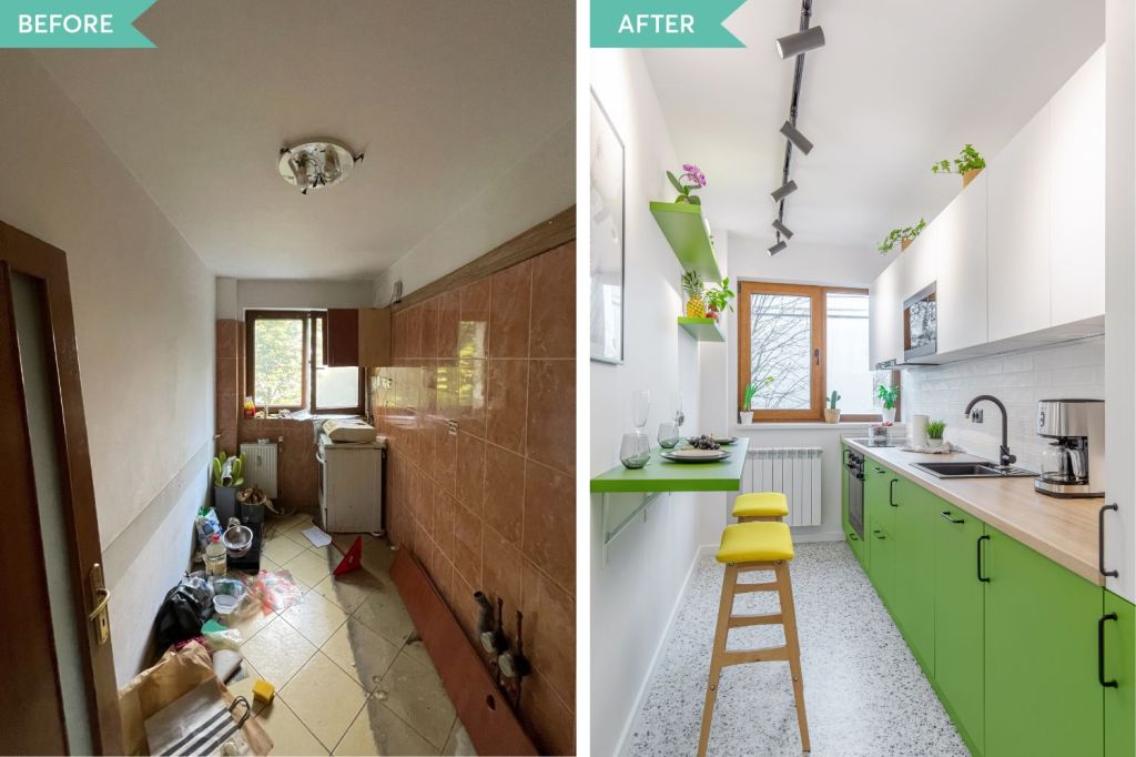 amenajare before and after bucatarie