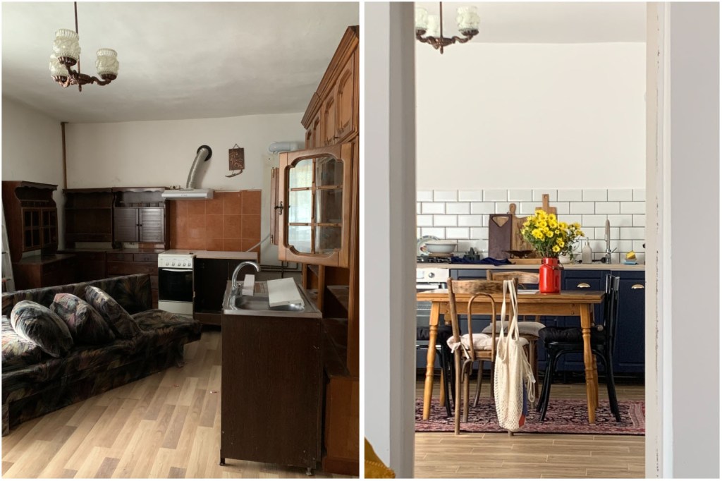 renovare casă bucătărie cu mobilier in stil farmhouse