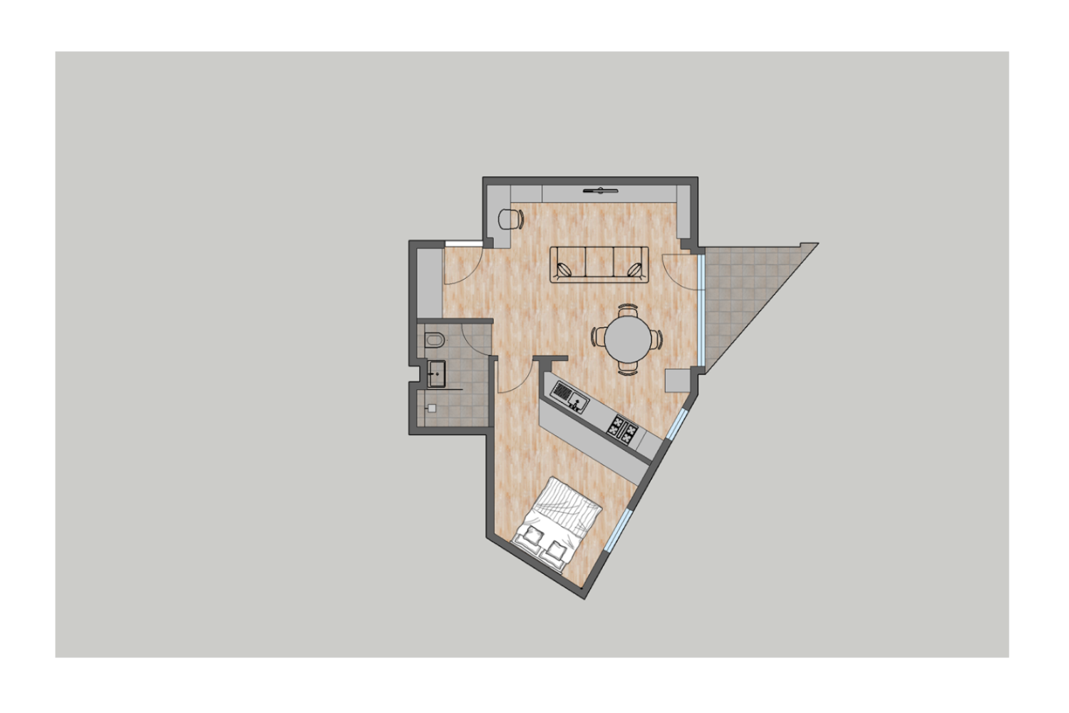 Culori pastelate într-un apartament atipic, amenajat pentru o studentă
