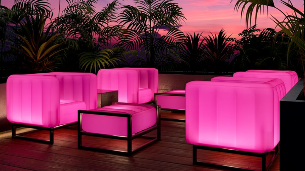 fotoliu gonflabil si iluminat mojow