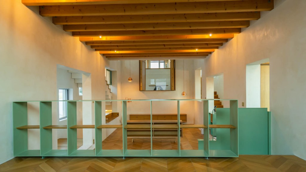 birou spre living dining si biblioteca open space vertical