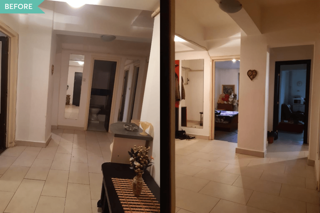 Before and after - Renovare hol Cotroceni - arh. Andra Bica - Kanso (2)