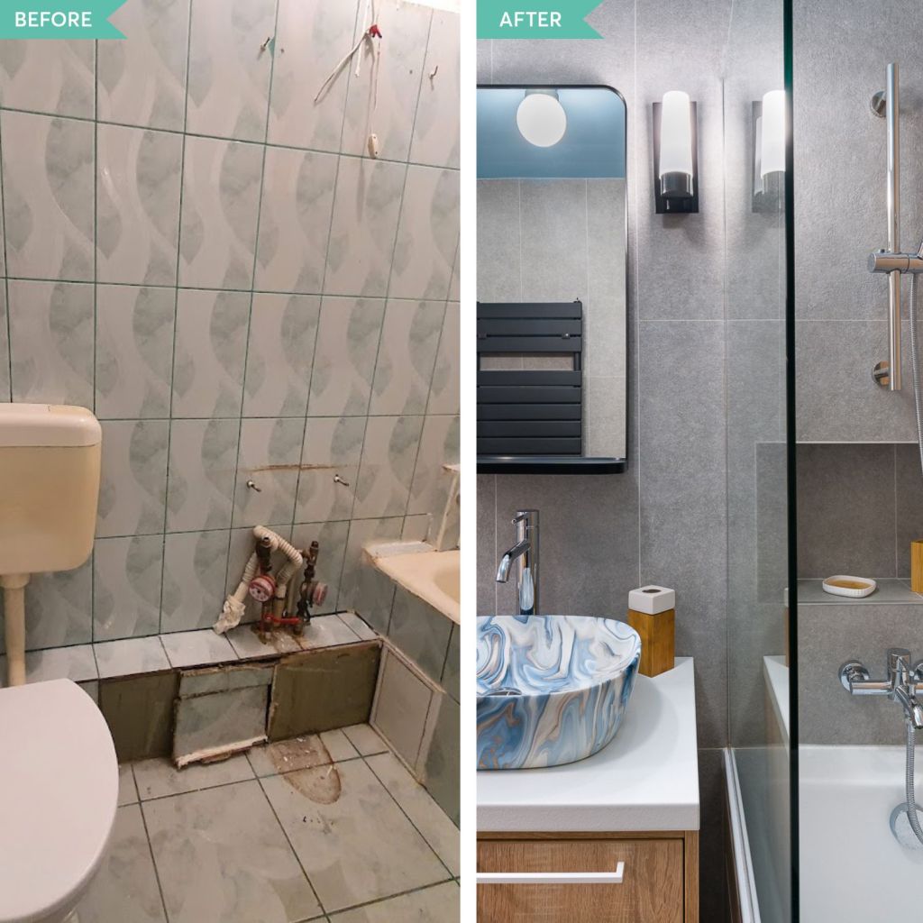 amenajare before and after baie