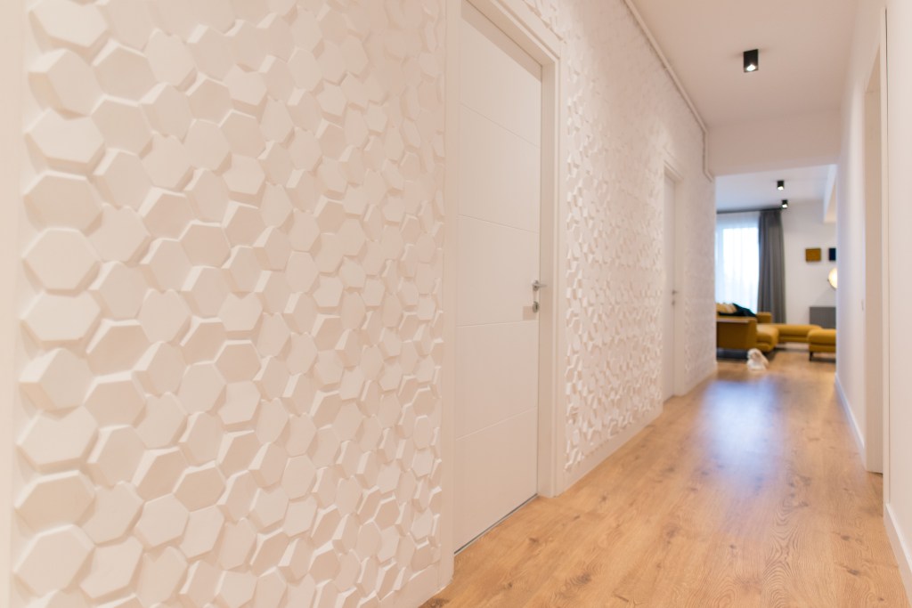 apartament București hol panouri 3d