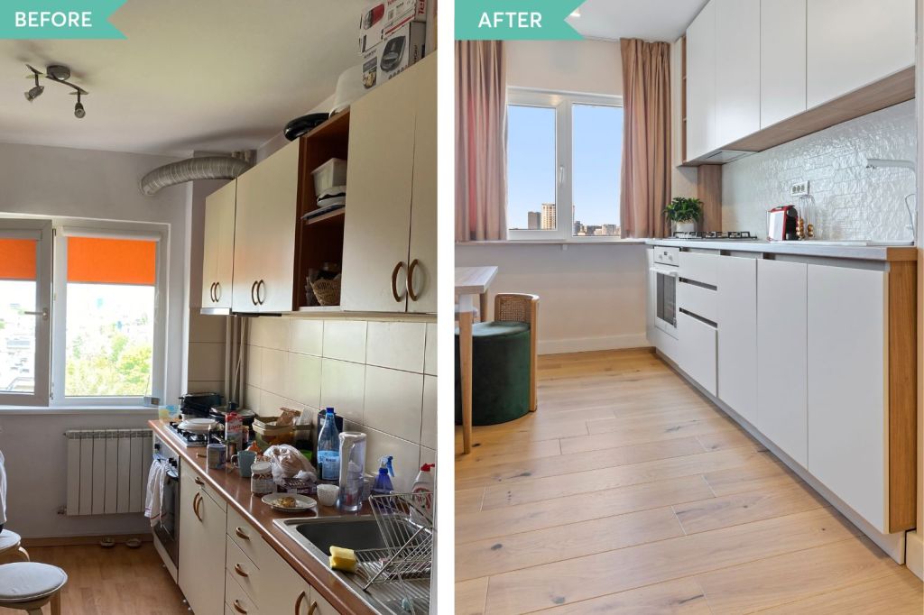 amenajare before and after bucatarie