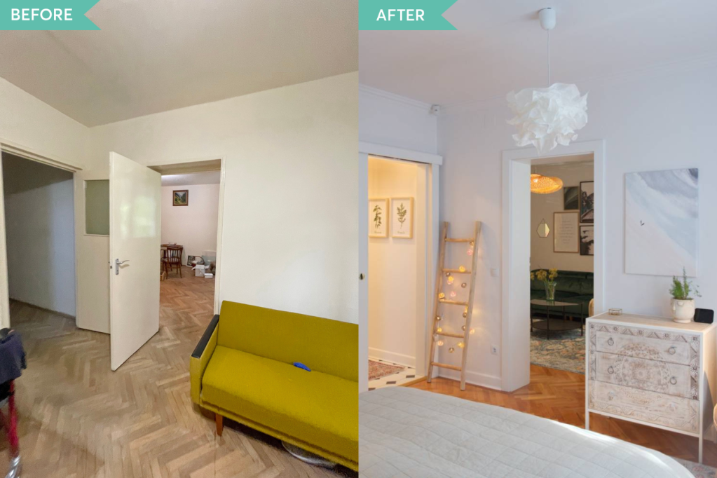 Before and after - dormitor - renovare apartament Targu Mures - Simona Ungurean (1)