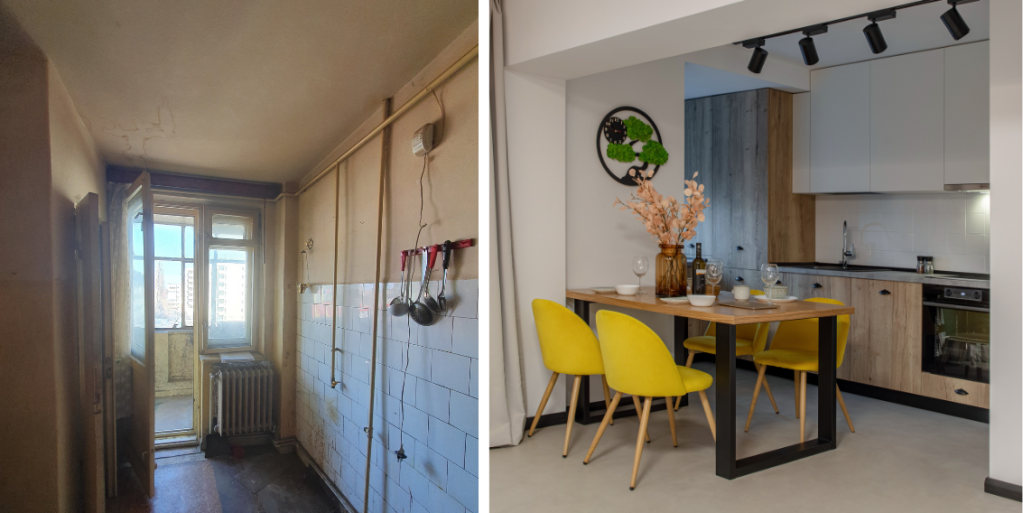 amenajare before and after bucatarie